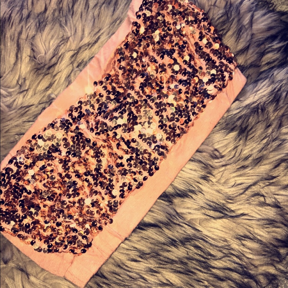 Sequin Bandeau tube top baby pink